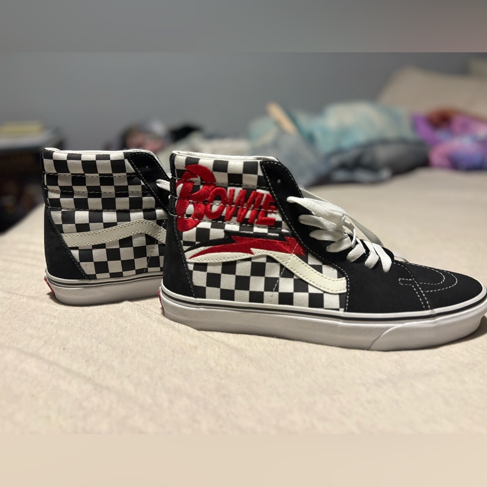 Black and White Checkered High-Top Sneakers